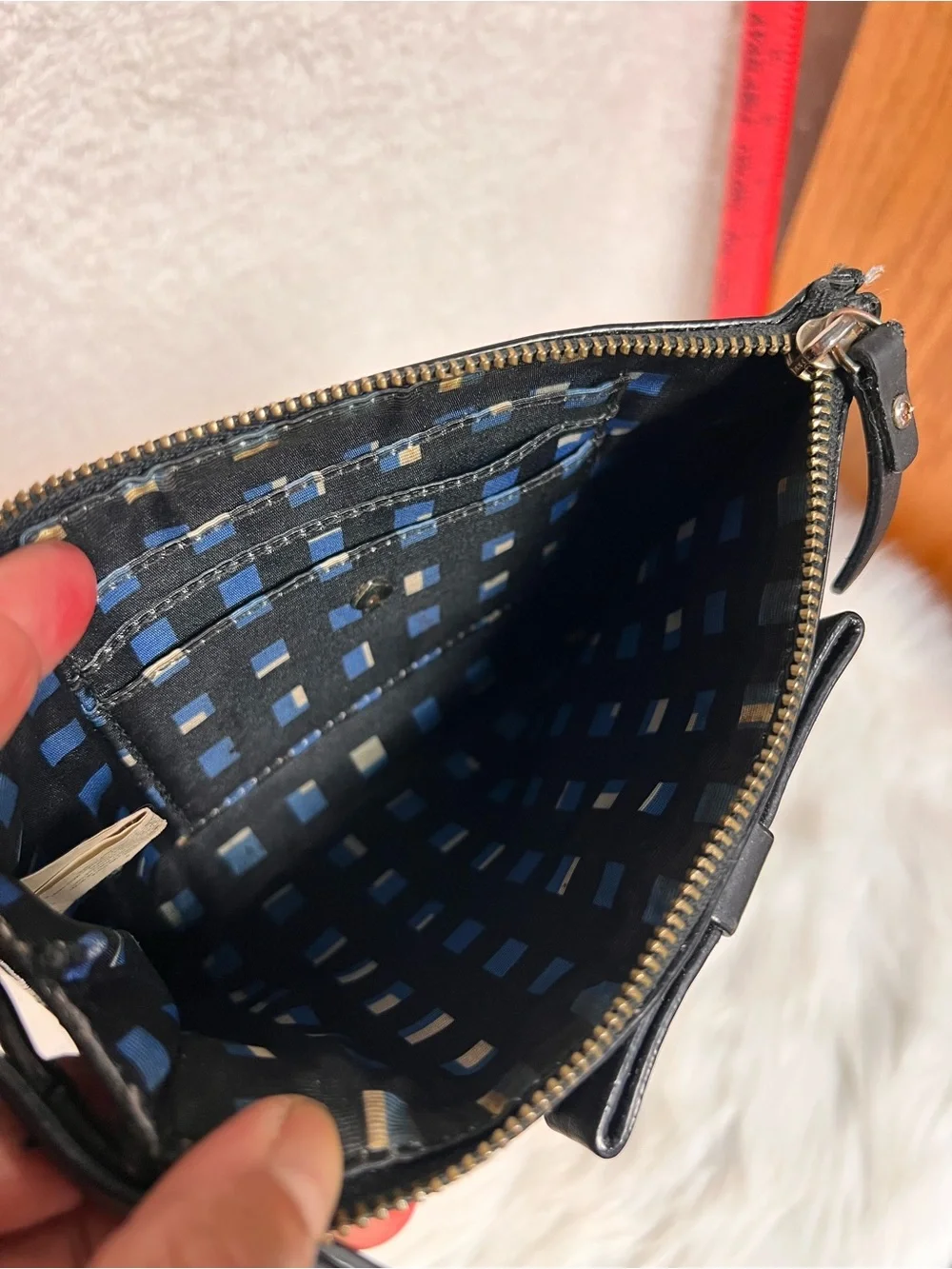 Kate Spade Black Leather Bow Wristlet